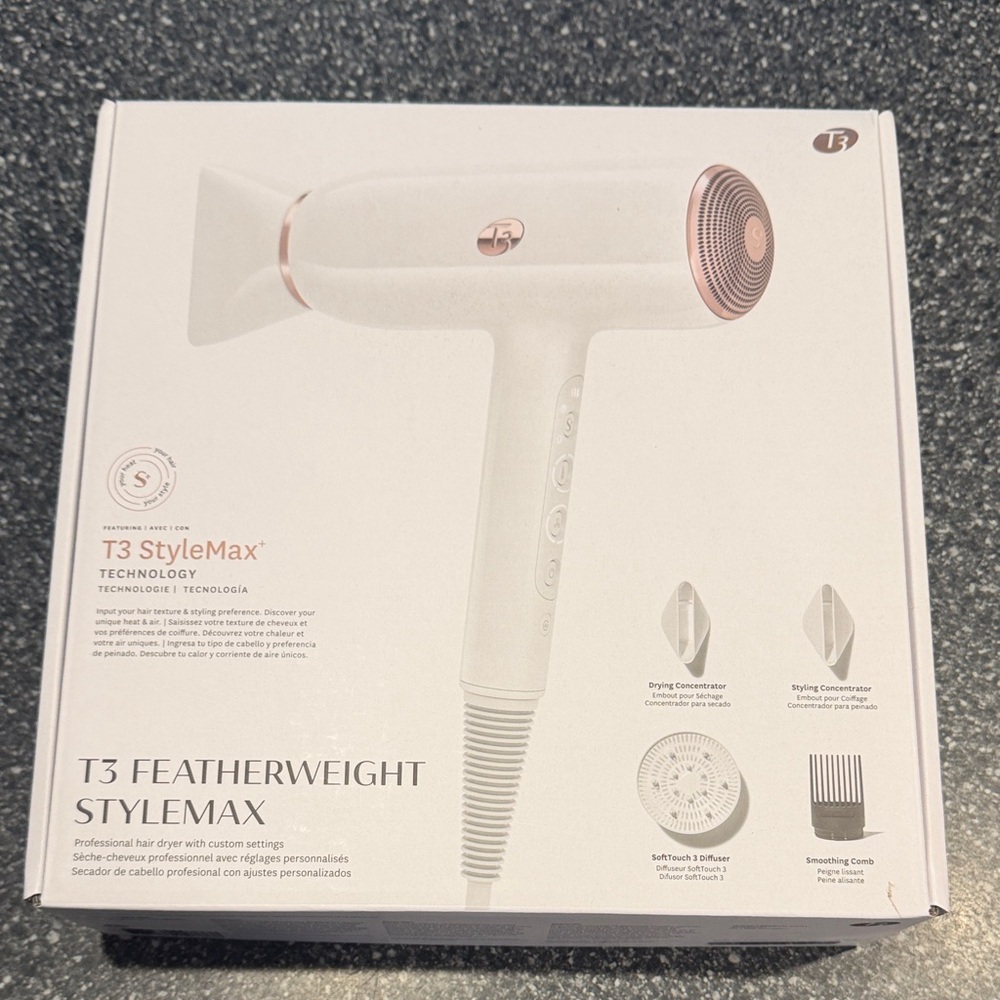 T3 StyleMax Hair Dryer in White and Rose Gold